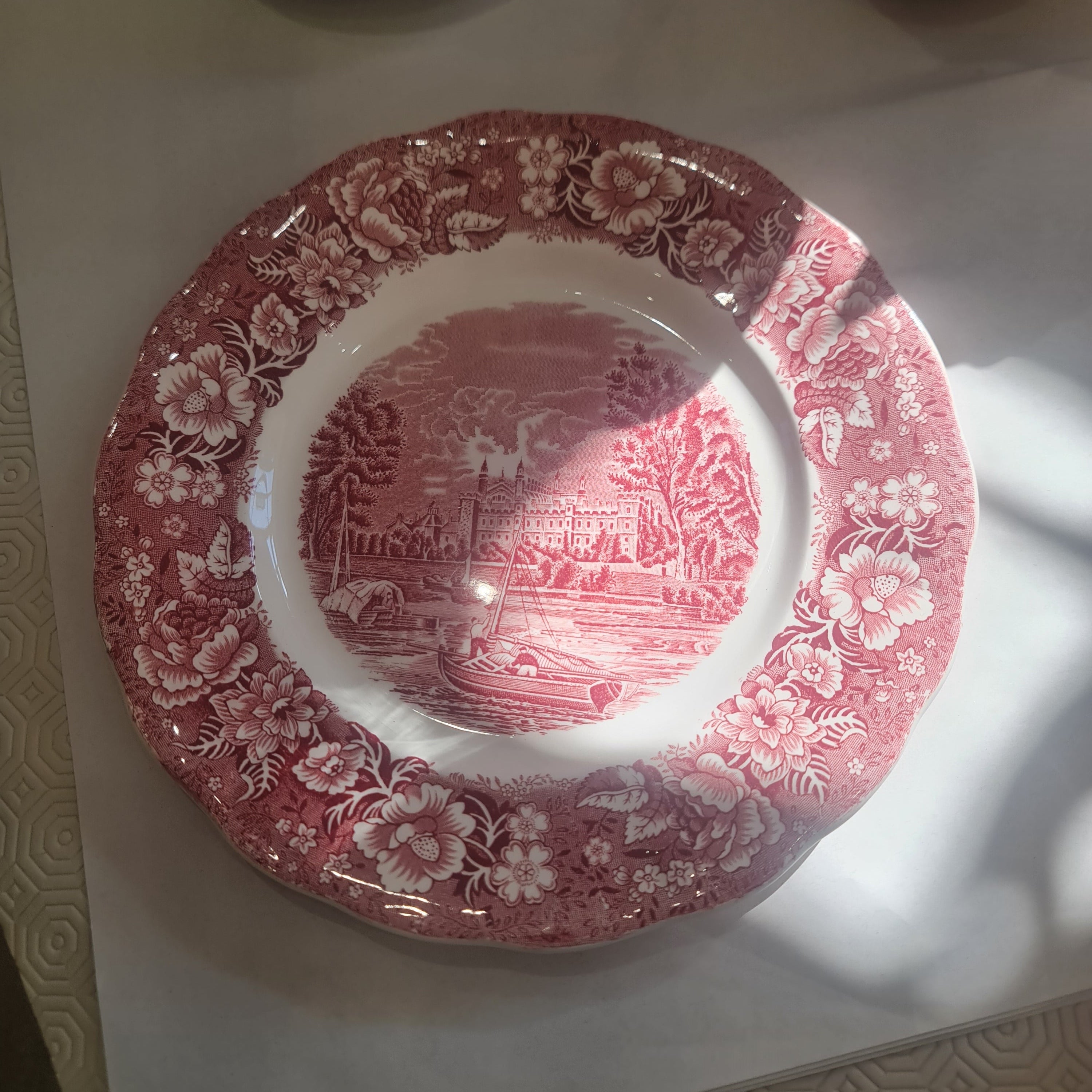 Assorted vintage cranberry dinner plate