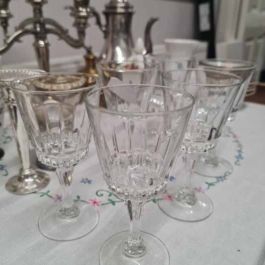 6 x vintage pressed  wine glass