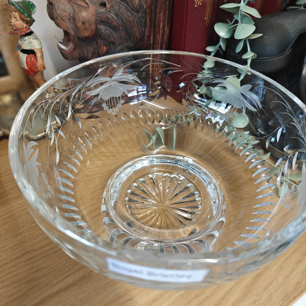 Royal Brierley Vintage Crystal Heavy Fruit Bowl in the "Fuchsia" Pattern