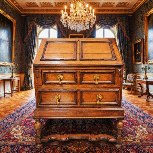 Antique Oak Slant-Front Bureau / Desk