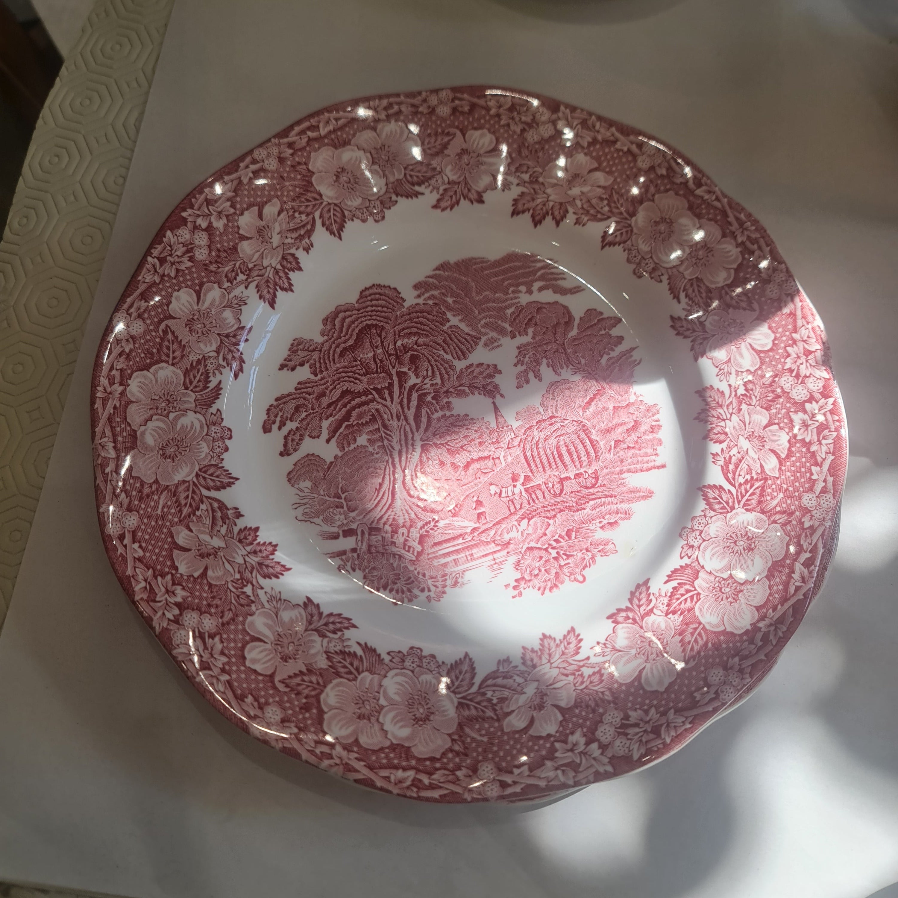 Assorted vintage cranberry dinner plate