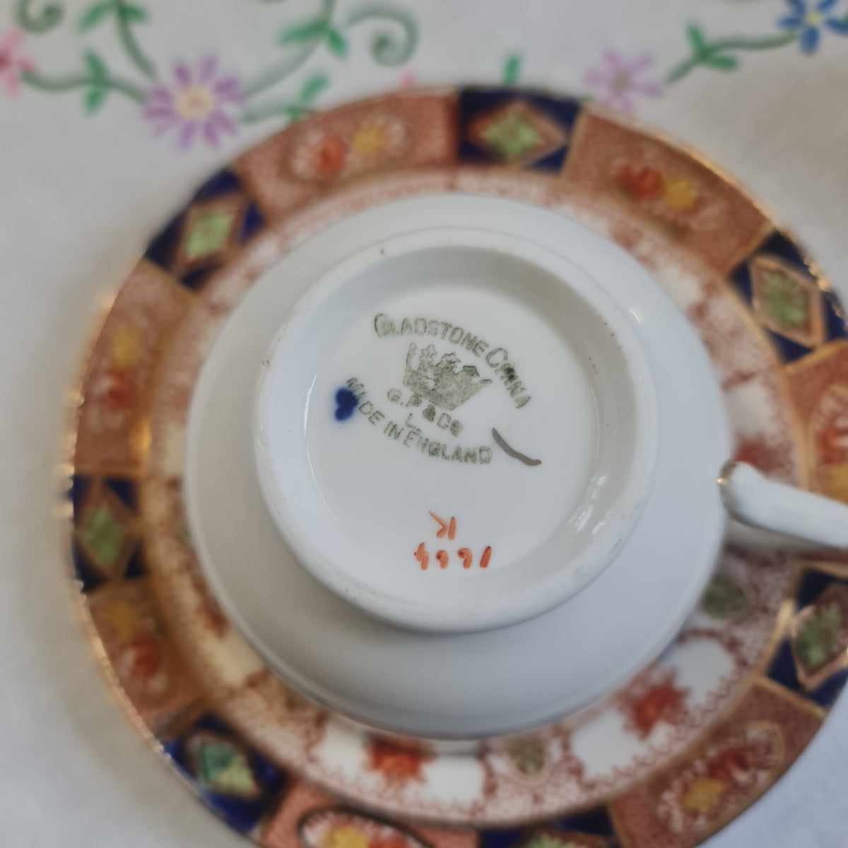 Vintage Gladstone fine bone china imari tea set tableware