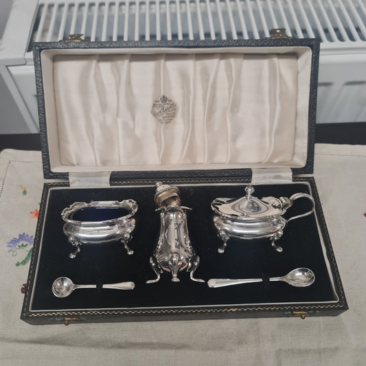 Rare Hendry Pidduck silver plated  condiment set