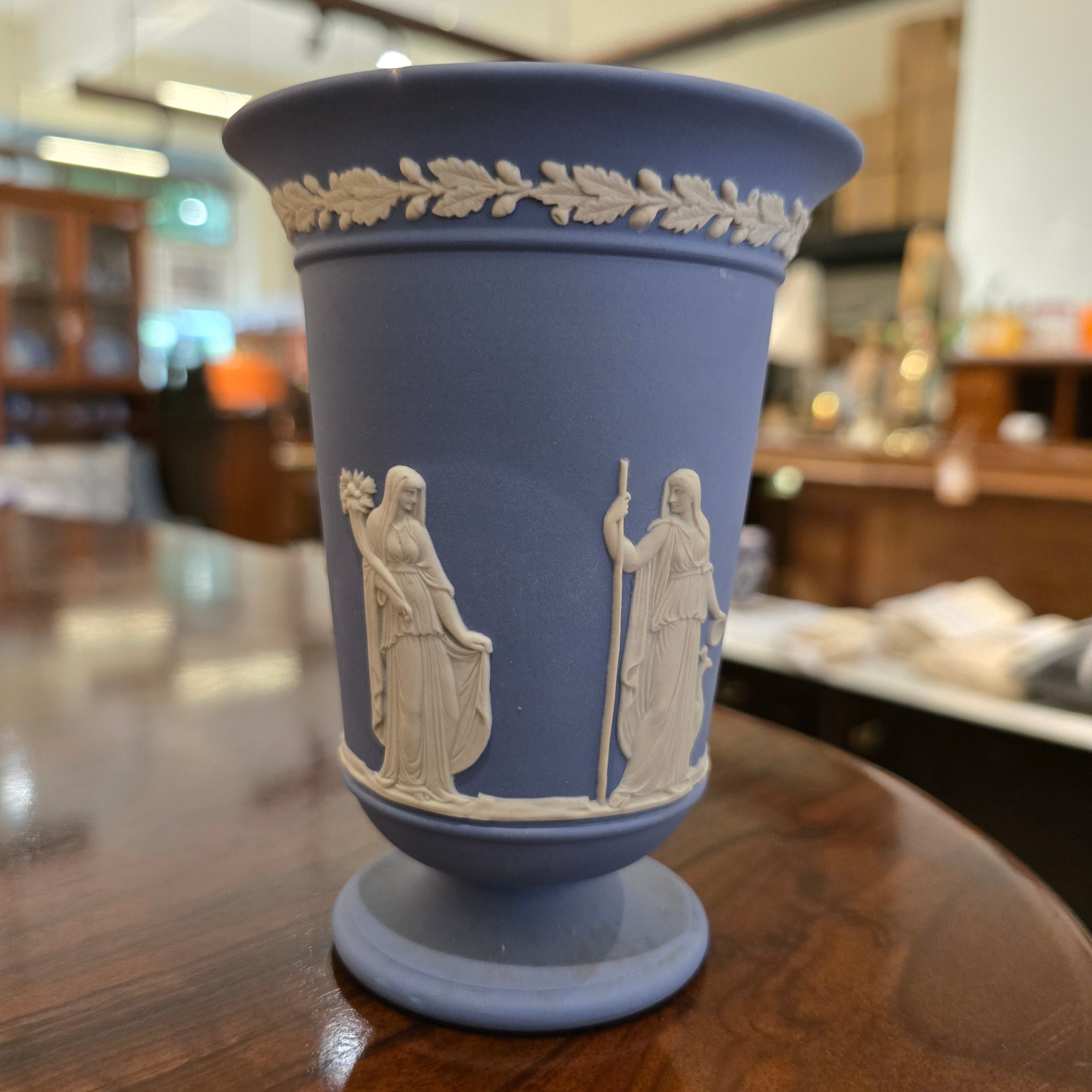 Vintage Wedgwood Pale Blue Jasperware Vase