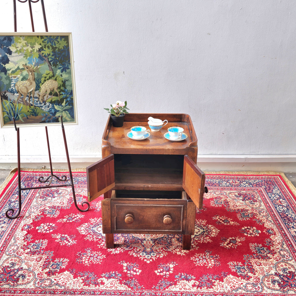 Rare 19th Century mahogany square tray top bedside commode