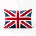 Handmade in UK Union Jack patchwork cushion - Red/ Blue velvet