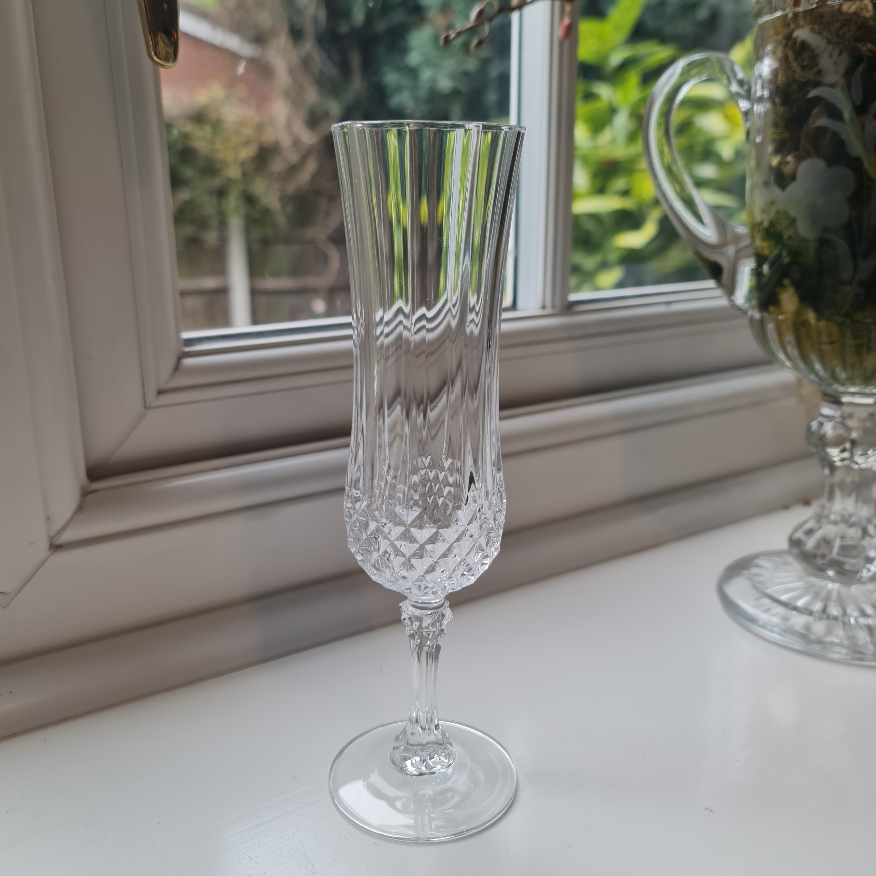 Vintage Crystal / glass tall flute glass