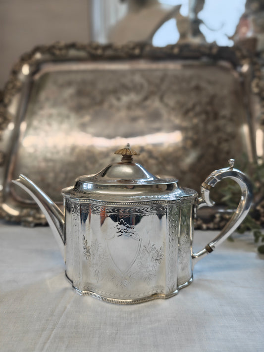 Exquisite Sterling Silver 1867 tea pot Martin Hall & Co London