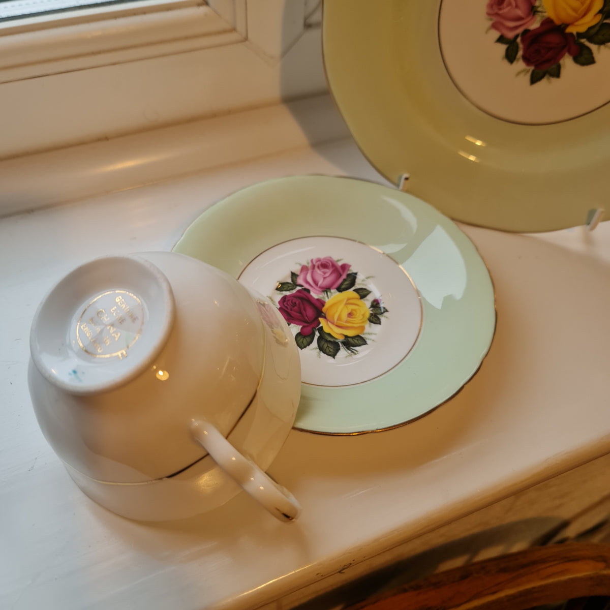 Gorgeous green with Rose fine bone china teaset collection