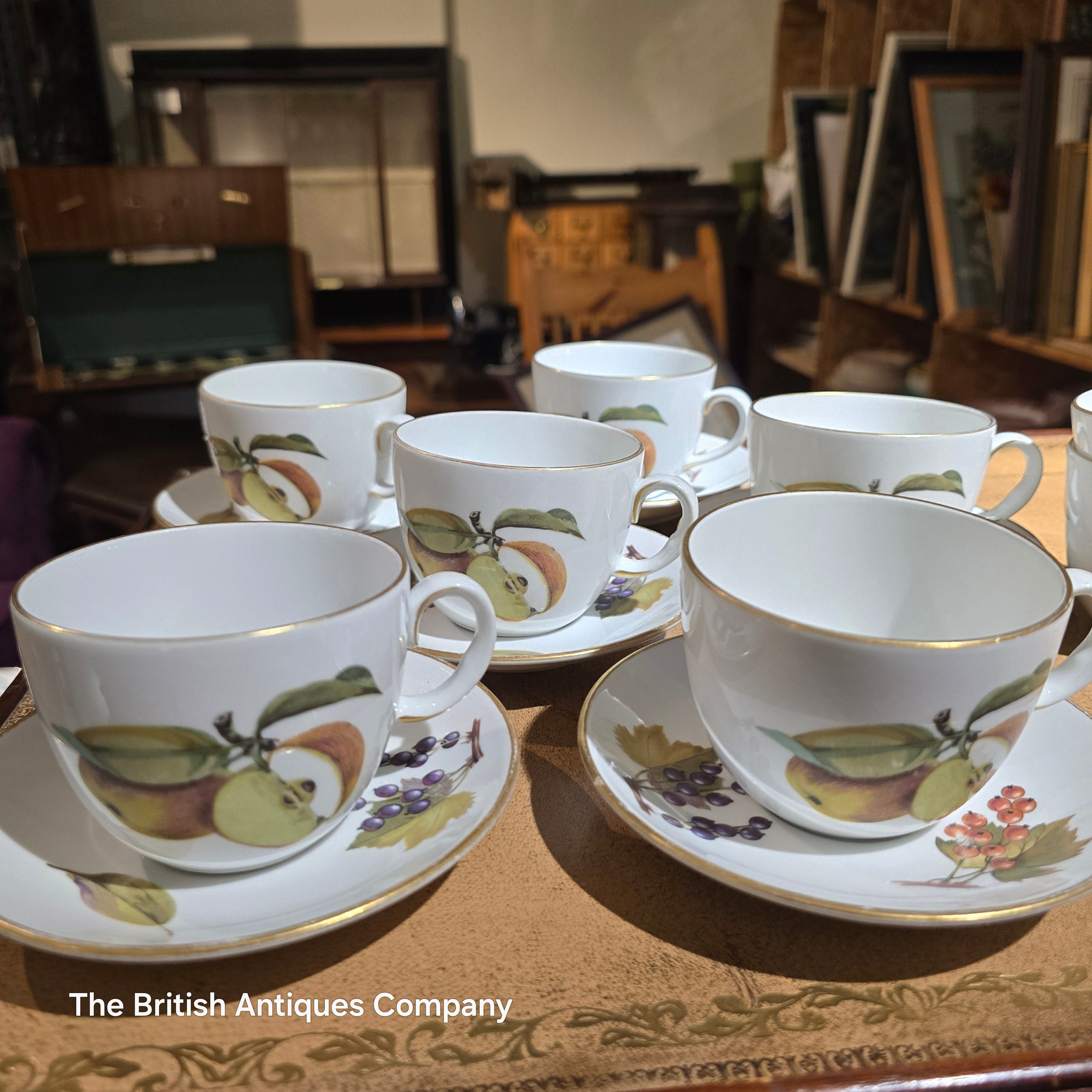 Royal Worcester "Evesham" Tea Set with Gold Rim