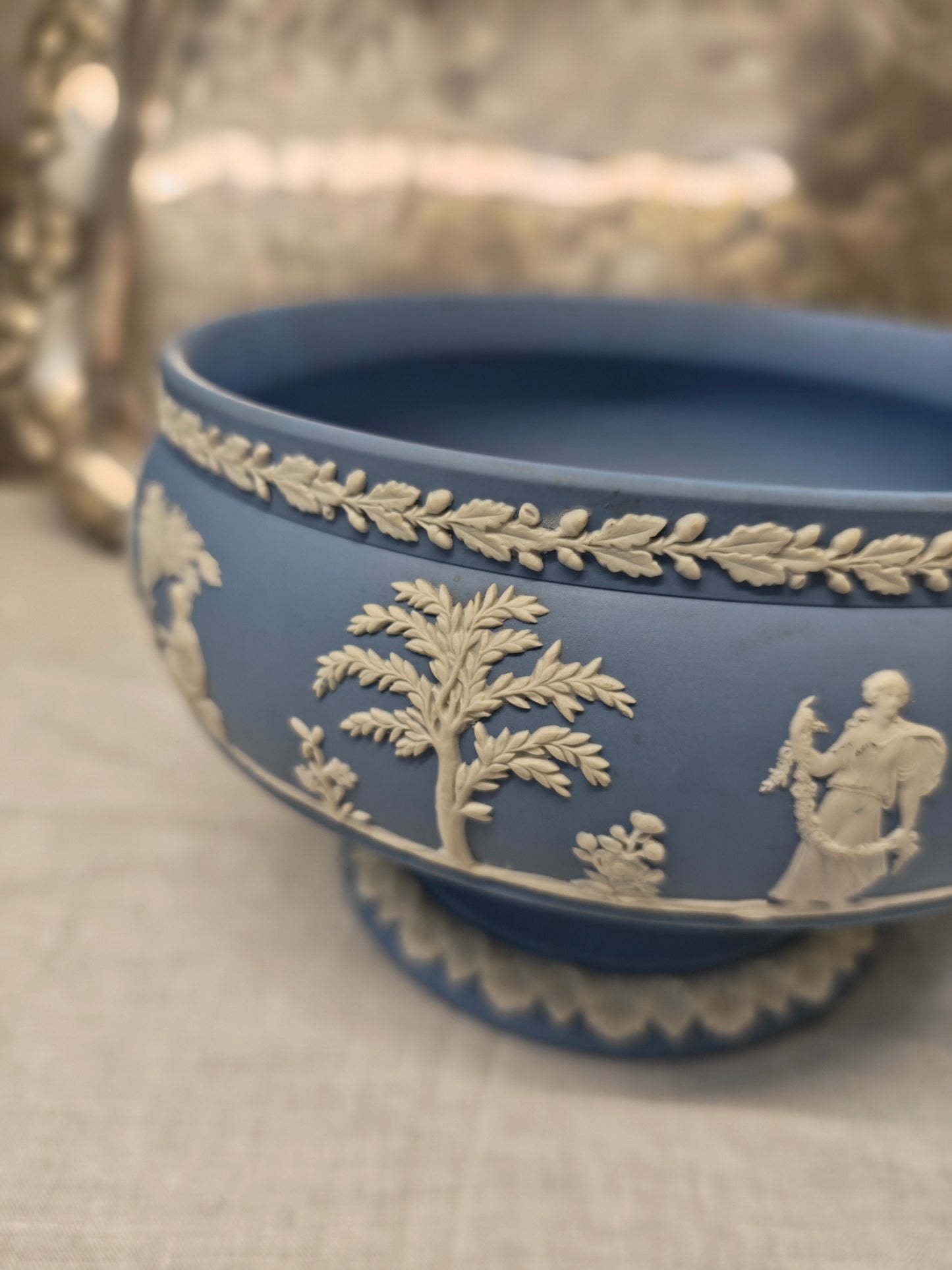 Wedgwood Jasperware pedestal bowl - sky blue