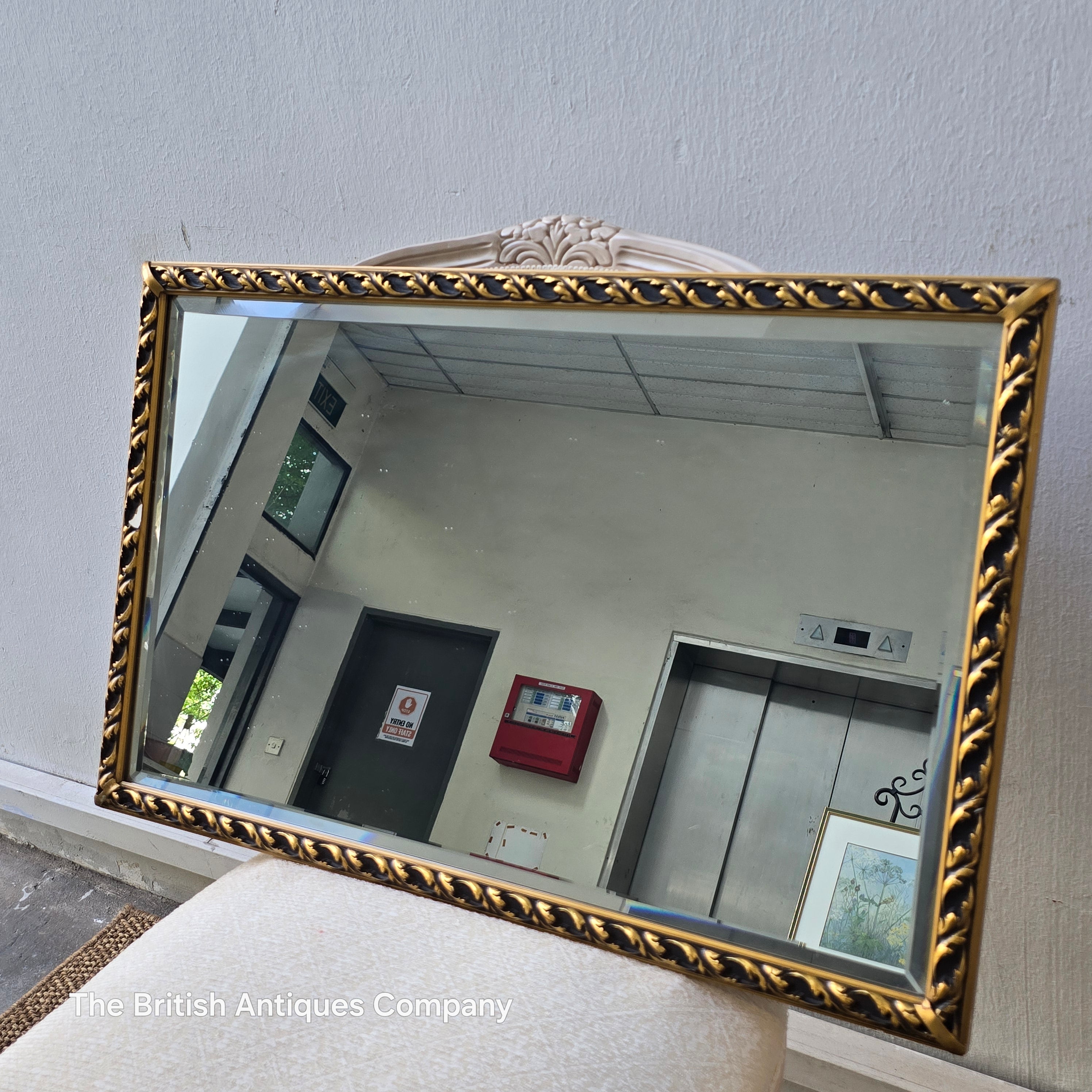 Ornate Giltwood Rectangular Wall Mirror with Decorative Frame