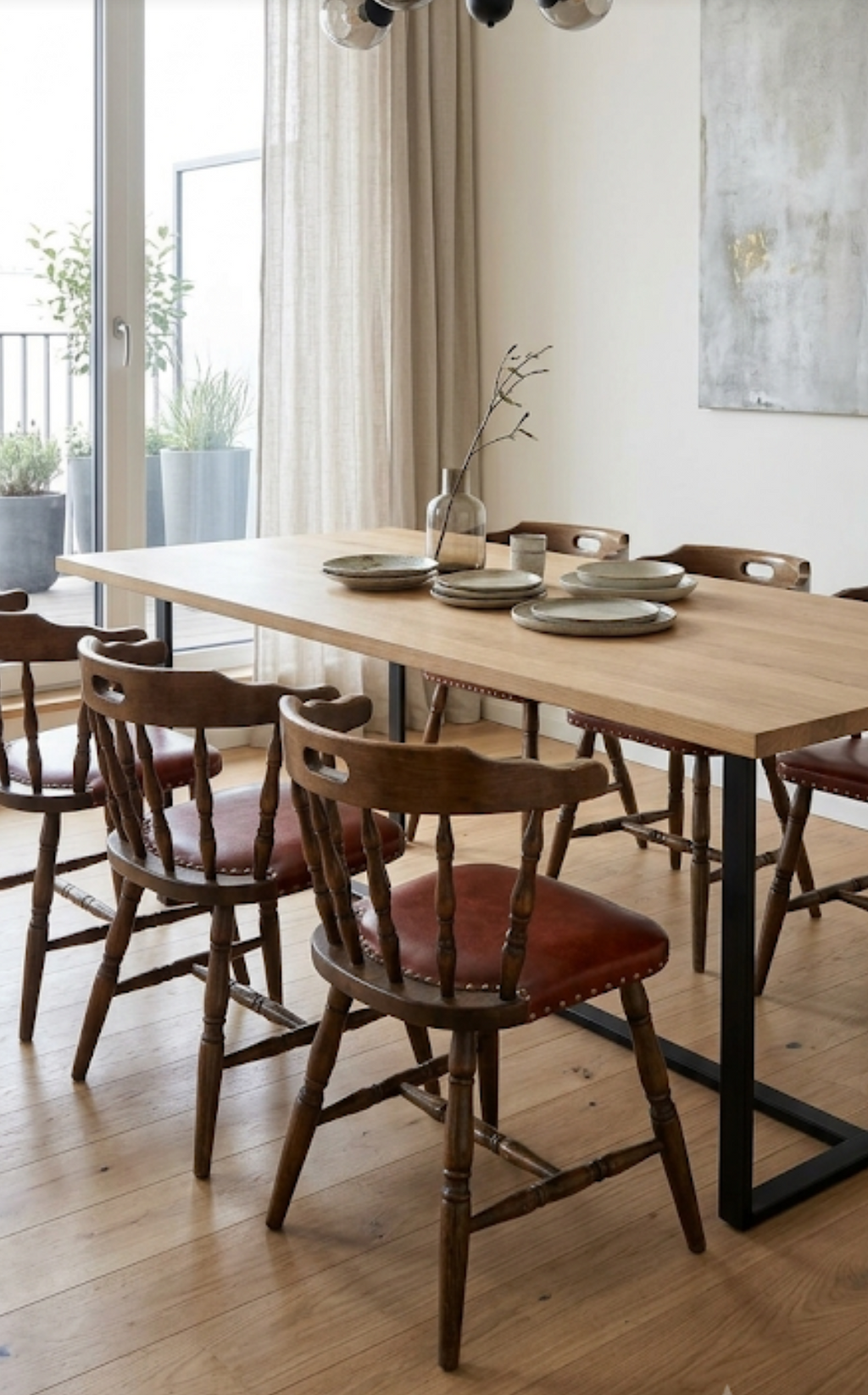 6 x Vintage Oak Captain chairs