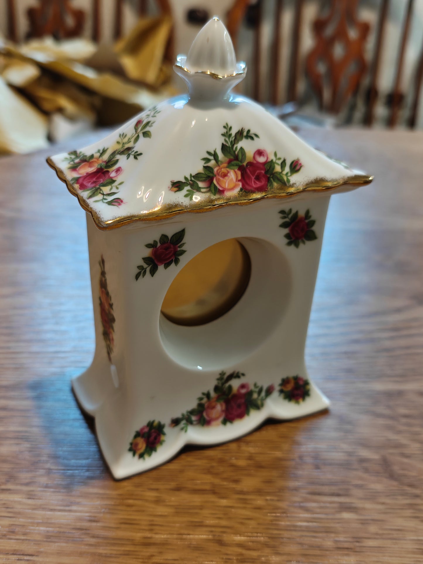 Rare Royal Albert Old Country Rose table clock  -1962 version made in England