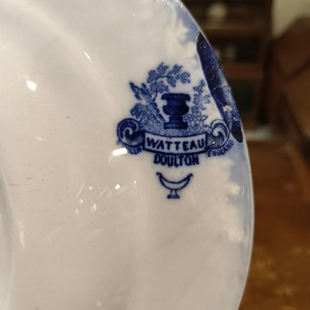 Antique Doulton Burslem "Watteau" Flow Blue Plate, Circa 1894