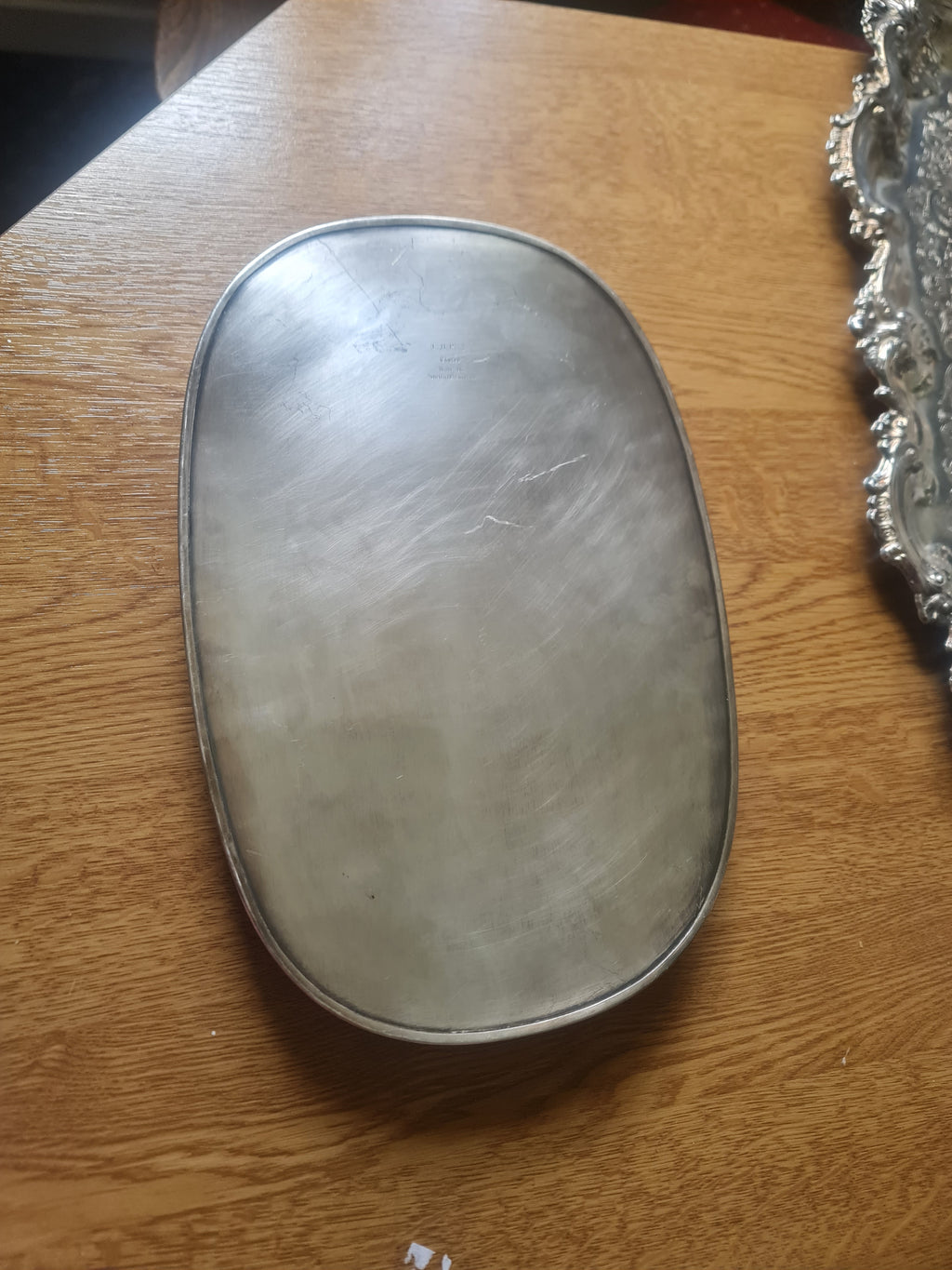 Silver plated Sheffield serving tray with french gallery