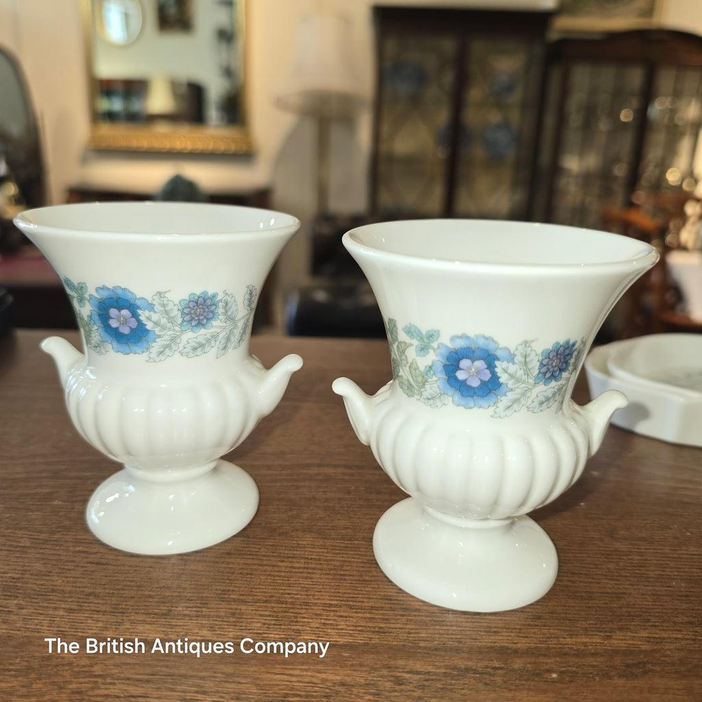 Various Wedgwood Bone China Clementine Vase (Blue Floral Fluted)