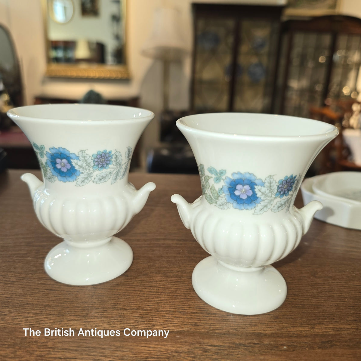 Various Wedgwood Bone China Clementine Vase (Blue Floral Fluted)