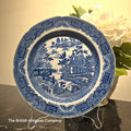 Antique Blue and White "Willow Pattern" Dessert Plate with Scalloped Rim