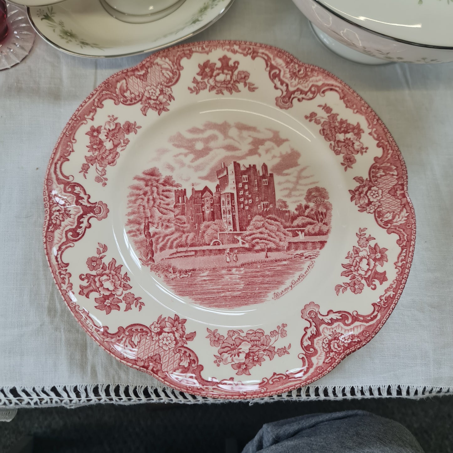 Johnson brother cranberry plate - old English castle