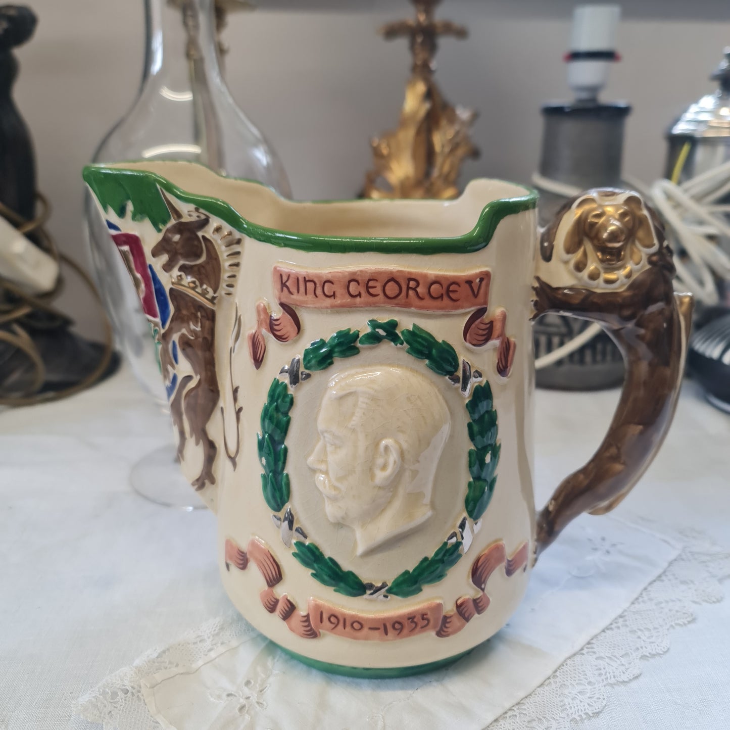 Rare Commemorative jug celebrating the Silver Jubilee of King George V and Queen Mary in 1935