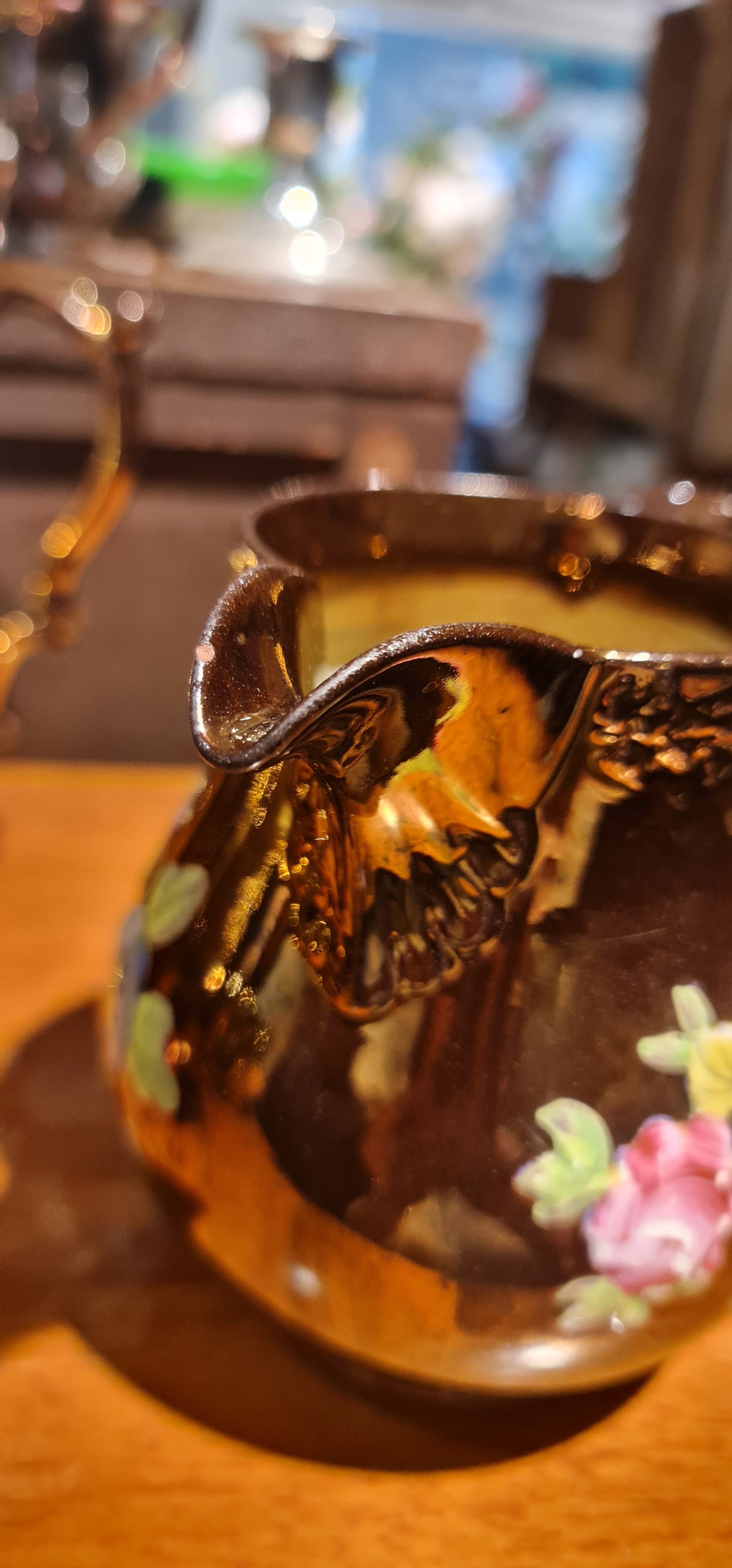 Antique Staffordshire Copper Lustreware handpainted pitcher/jug.