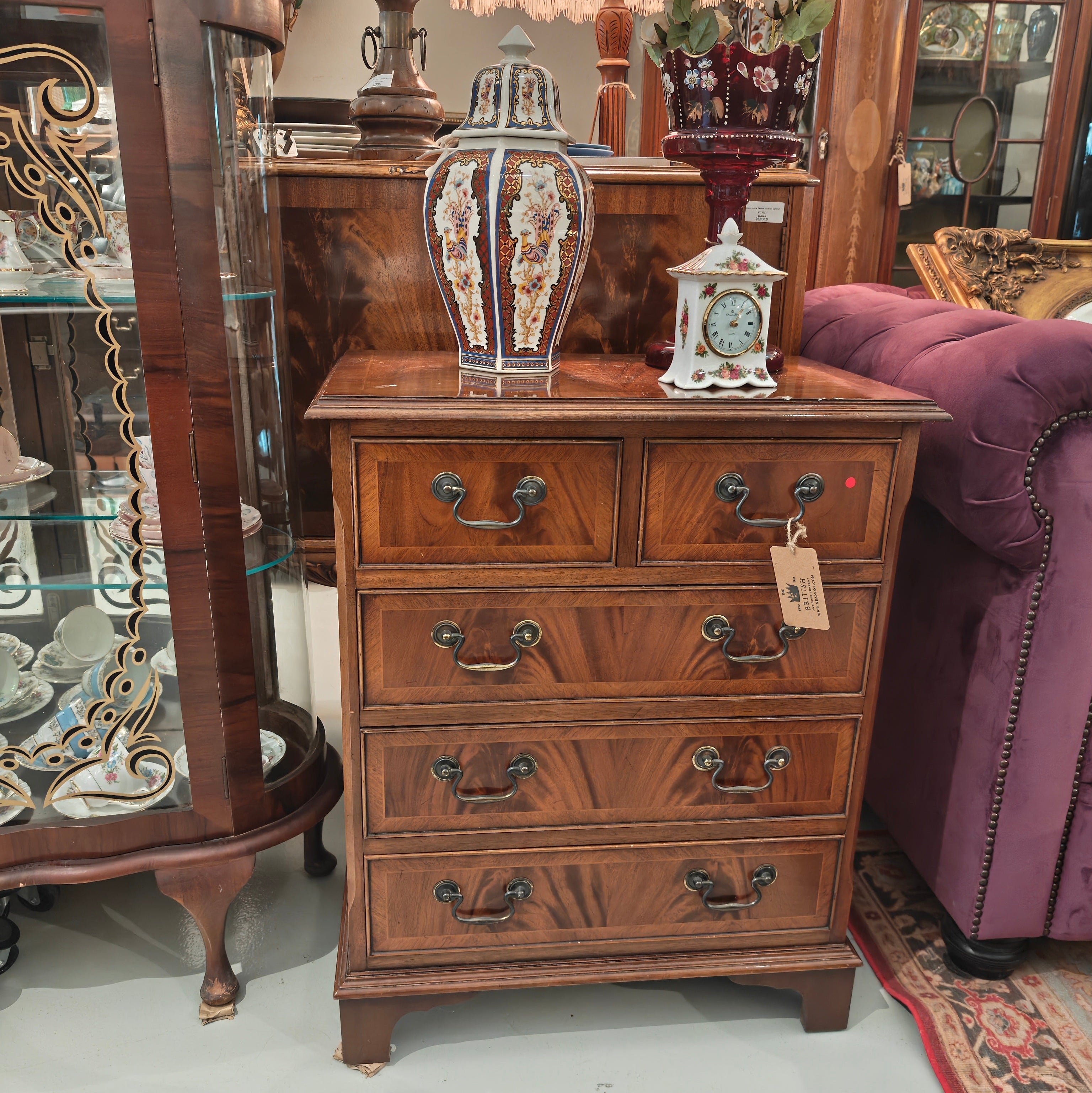 Victorian Style Mahogany Chest of Drawers — 5 Drawers