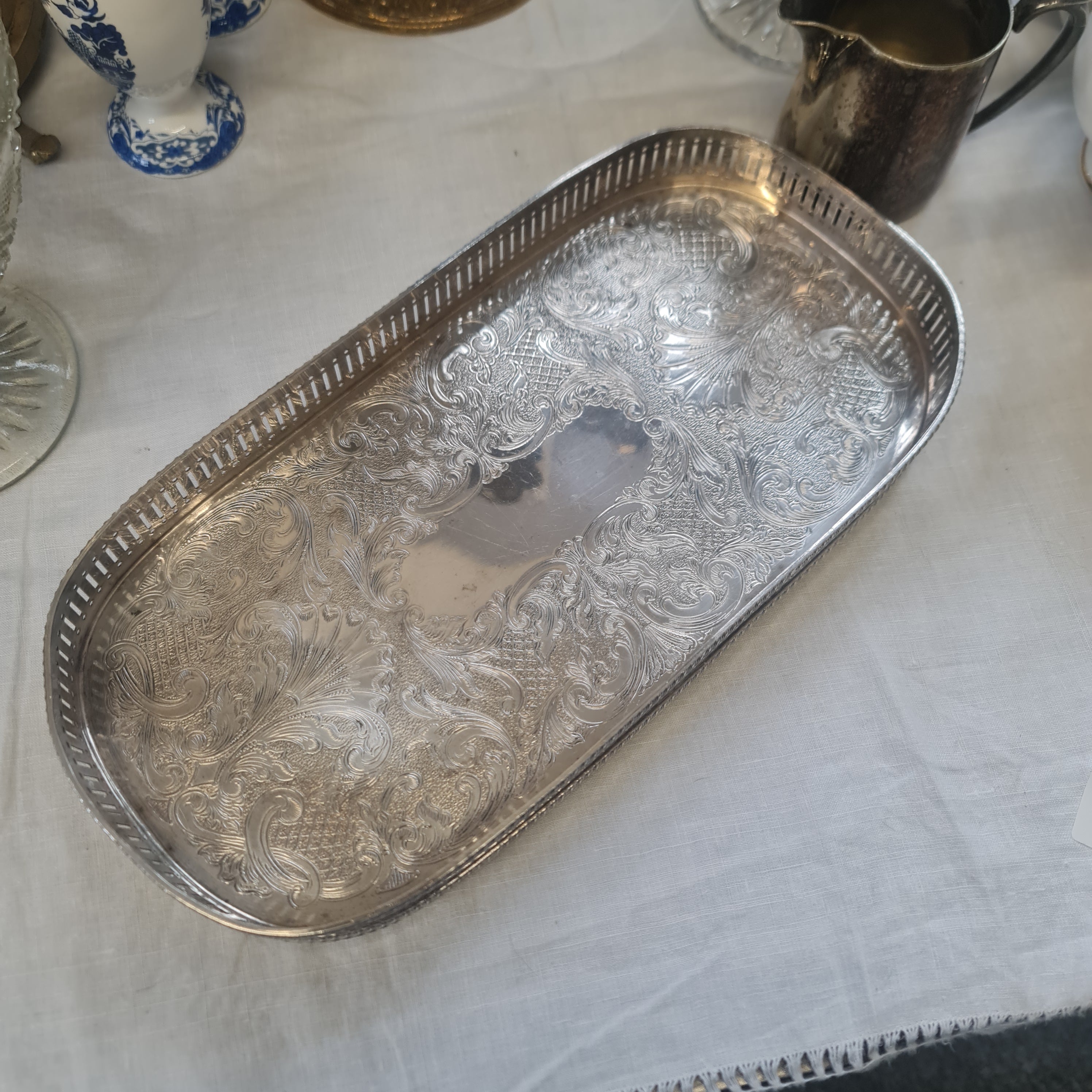 Vintage Sheffield silver plated serving tray