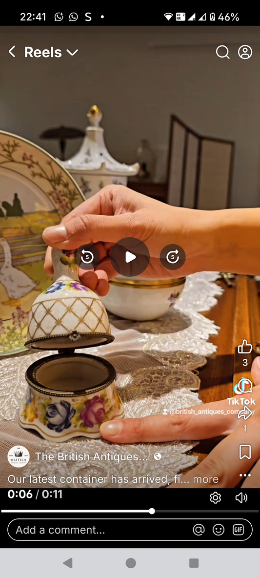 Rare French Limoges handpainted  bell shaped brass keepsake trinket box