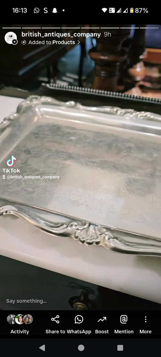 Gorgeous silver plated vintage tray from Italy circa 1900