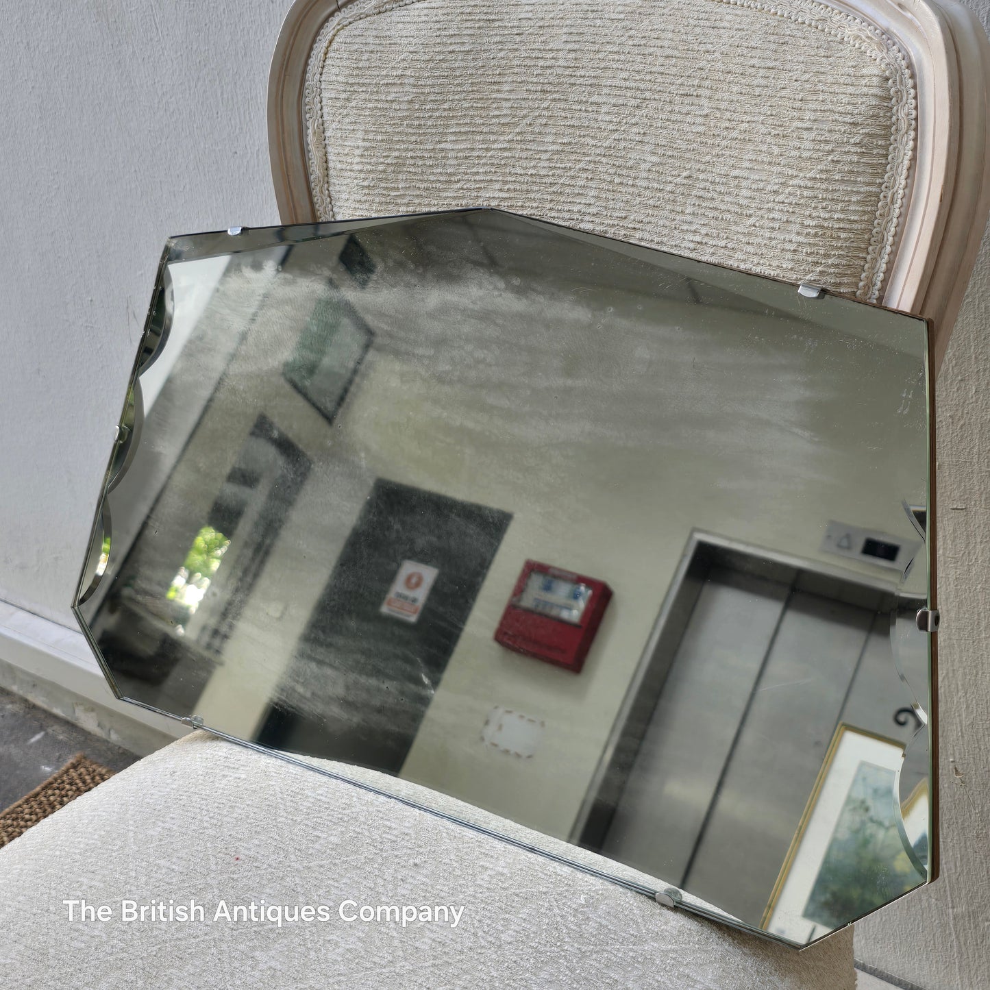 Elegant Art Deco / Mid-Century Frameless Horizontal Wall Mirror