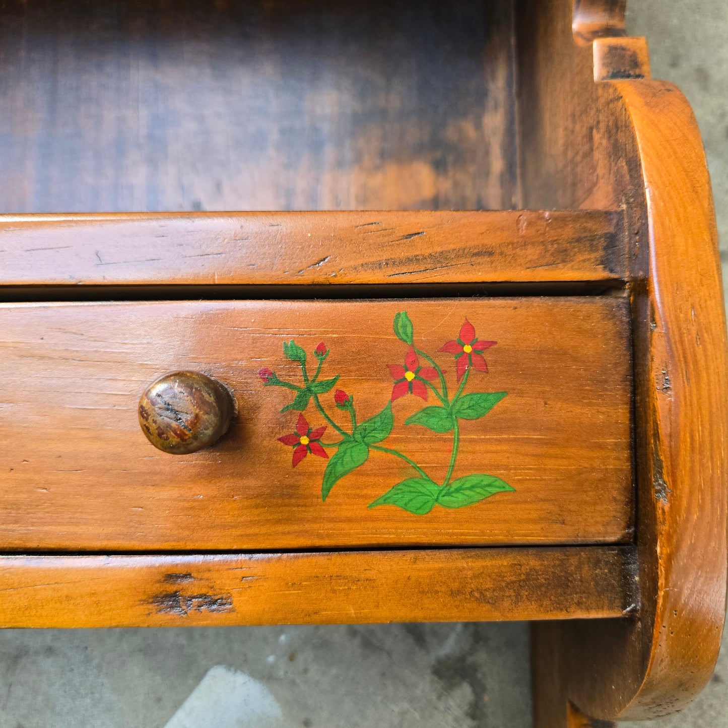 Antique French Wall Rack with Small Drawers