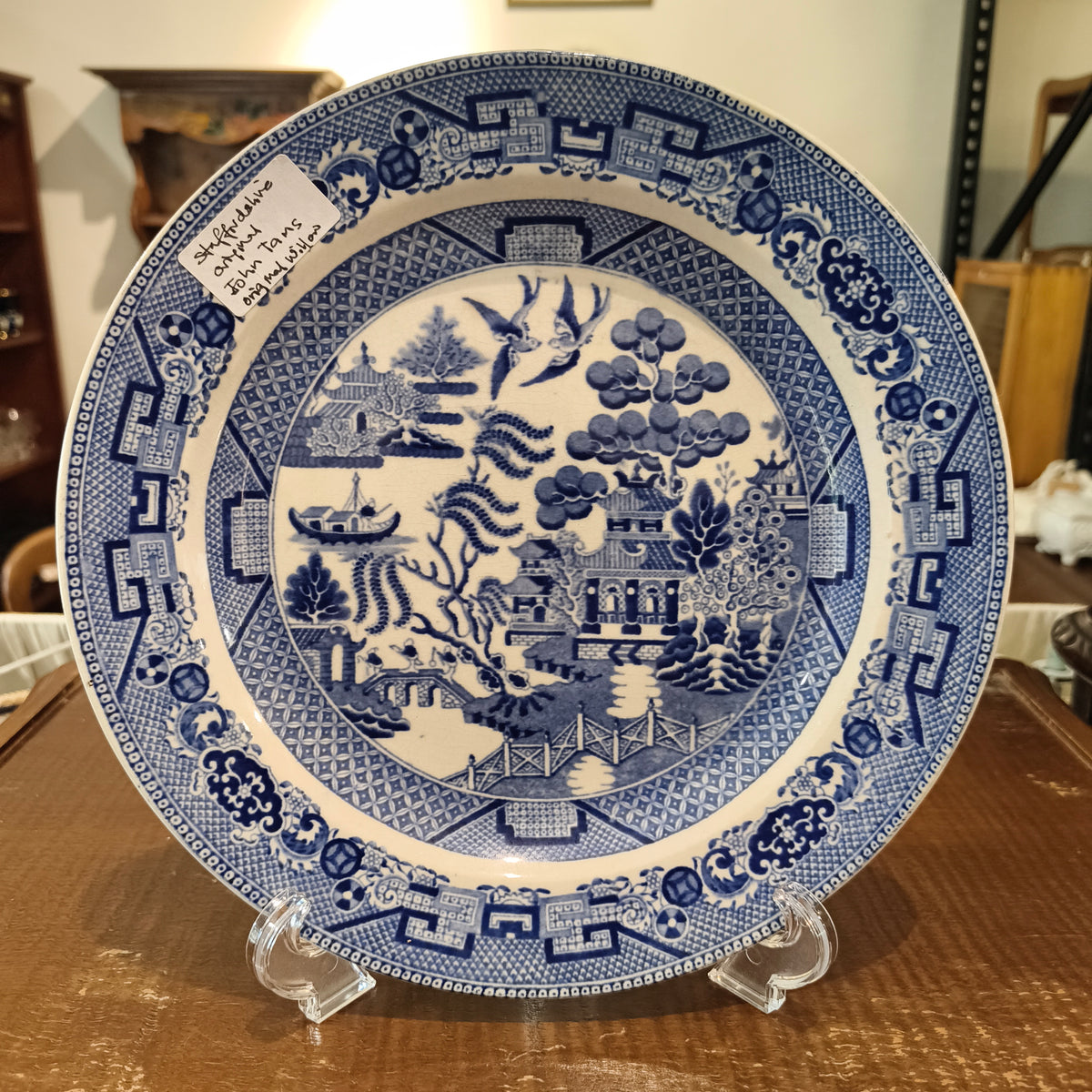 Antique William Smith & Co. Blue Willow Plate - Impressed Wedgewood Stafford Pottery