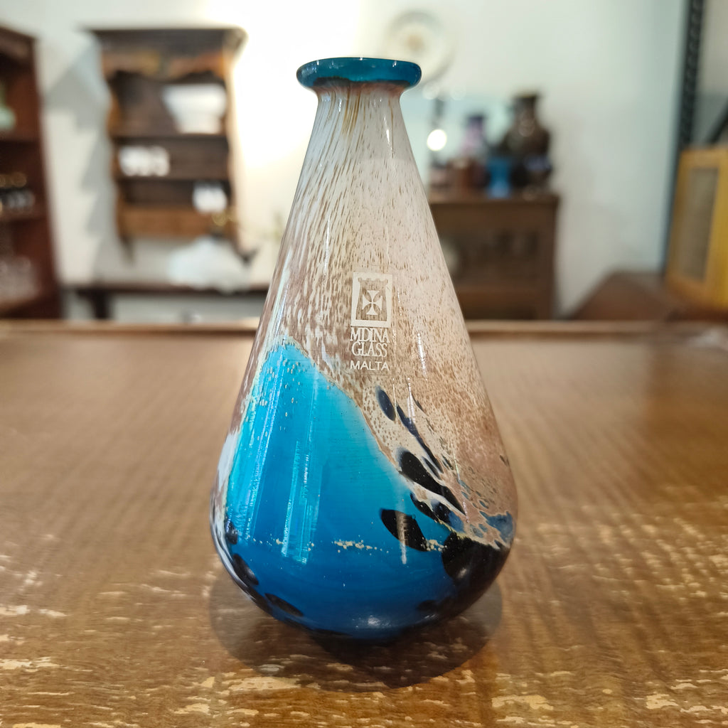 Mdina Glass Malta Vintage Art Glass Vase — Sea & Sand, c.1970s