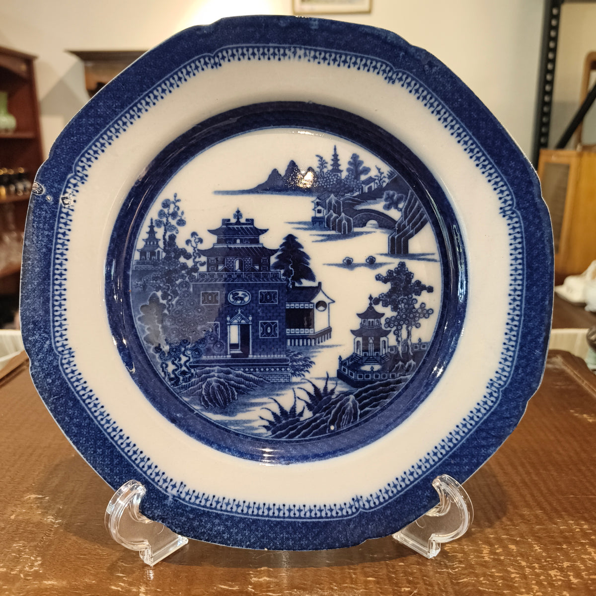 Antique Blue and White Chinoiserie Porcelain Plate | Early 19th Century