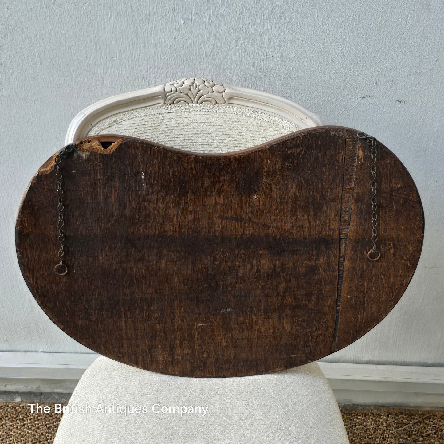 Charming Vintage Kidney Bean Shaped Mirror with Wooden Frame