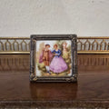 Vintage Limoges Courting Couple Miniture - Brass Frame