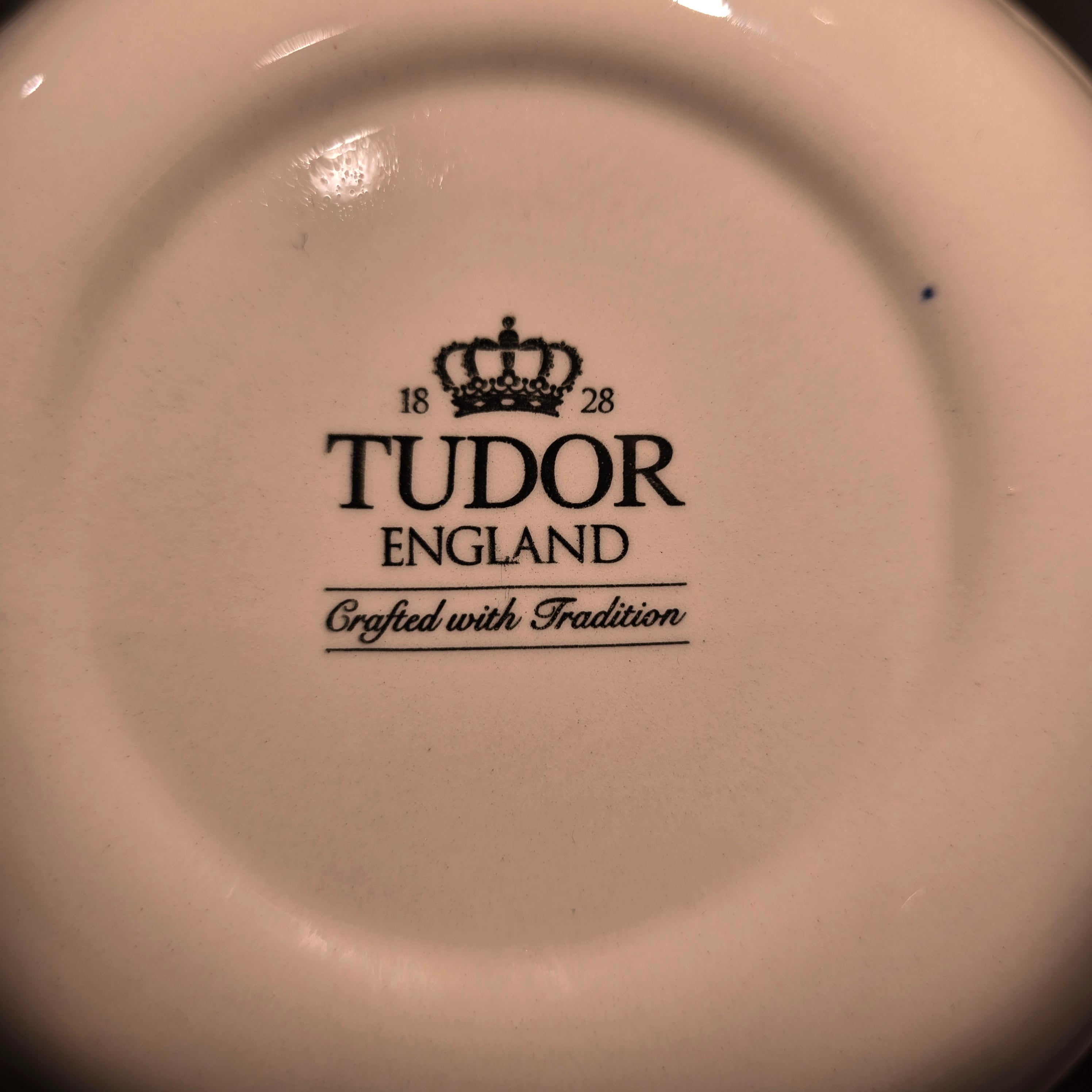 Tudor England—Red & Cream Floral Toile Ceramic Rimmed Pasta Bowl