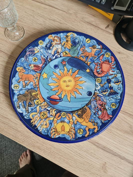 Handpainted Zodiac plate mid century