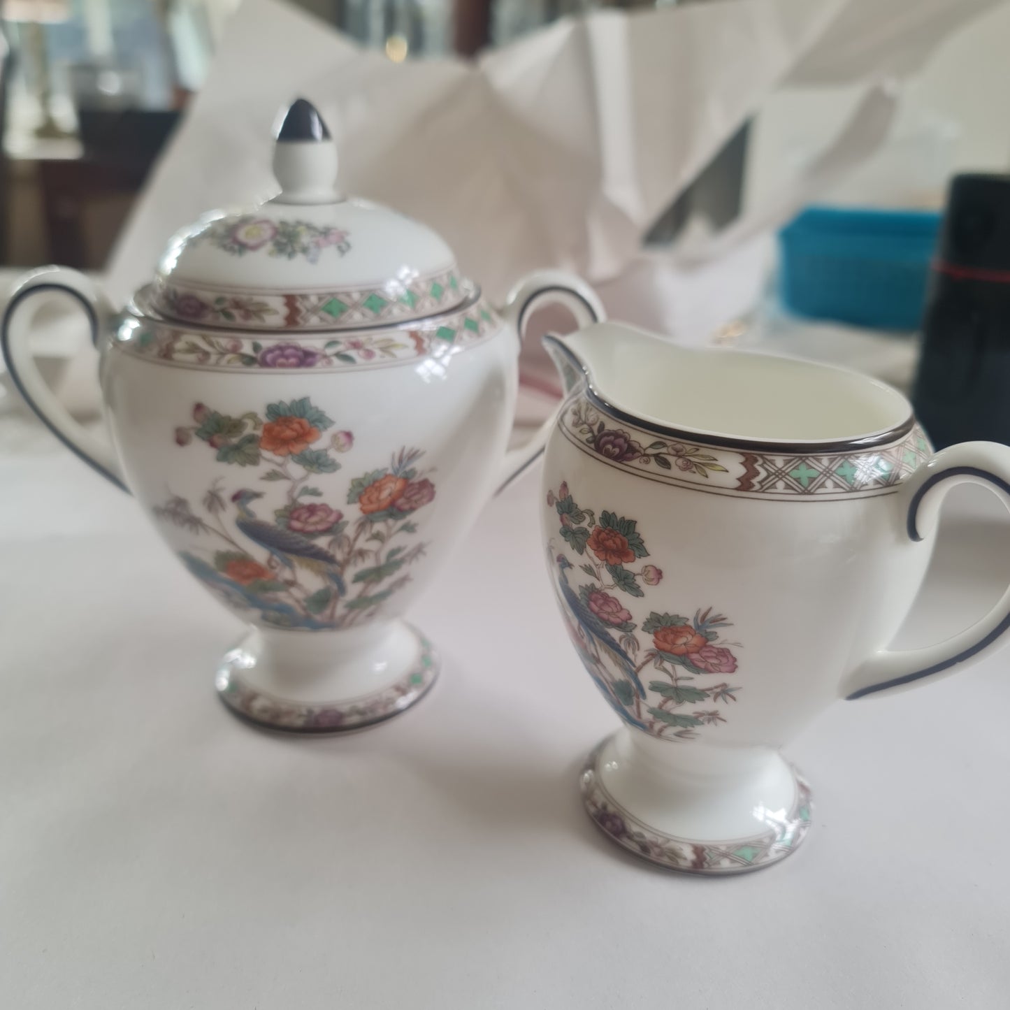 Wedgwood kutani milk jug abd sugarbowl with lid