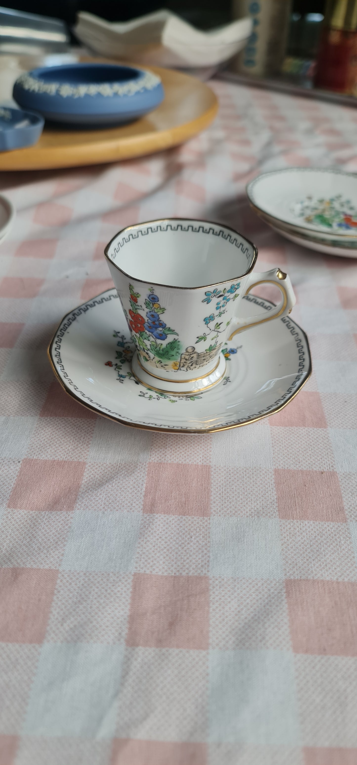 1900s Crown Tuscan handpainted coffee set  - VGC