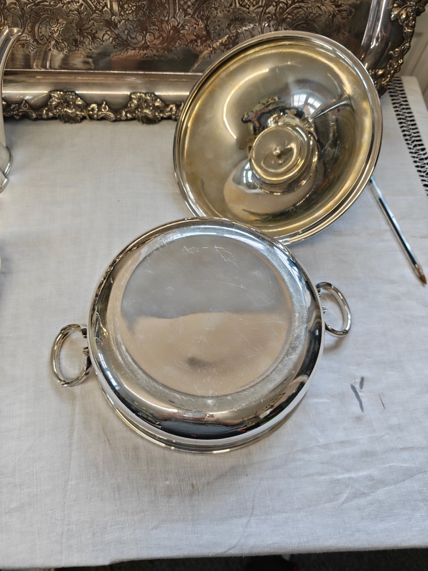 19th Century Saint-Médard French Silver Plate on Copper, Lidded Tureen.