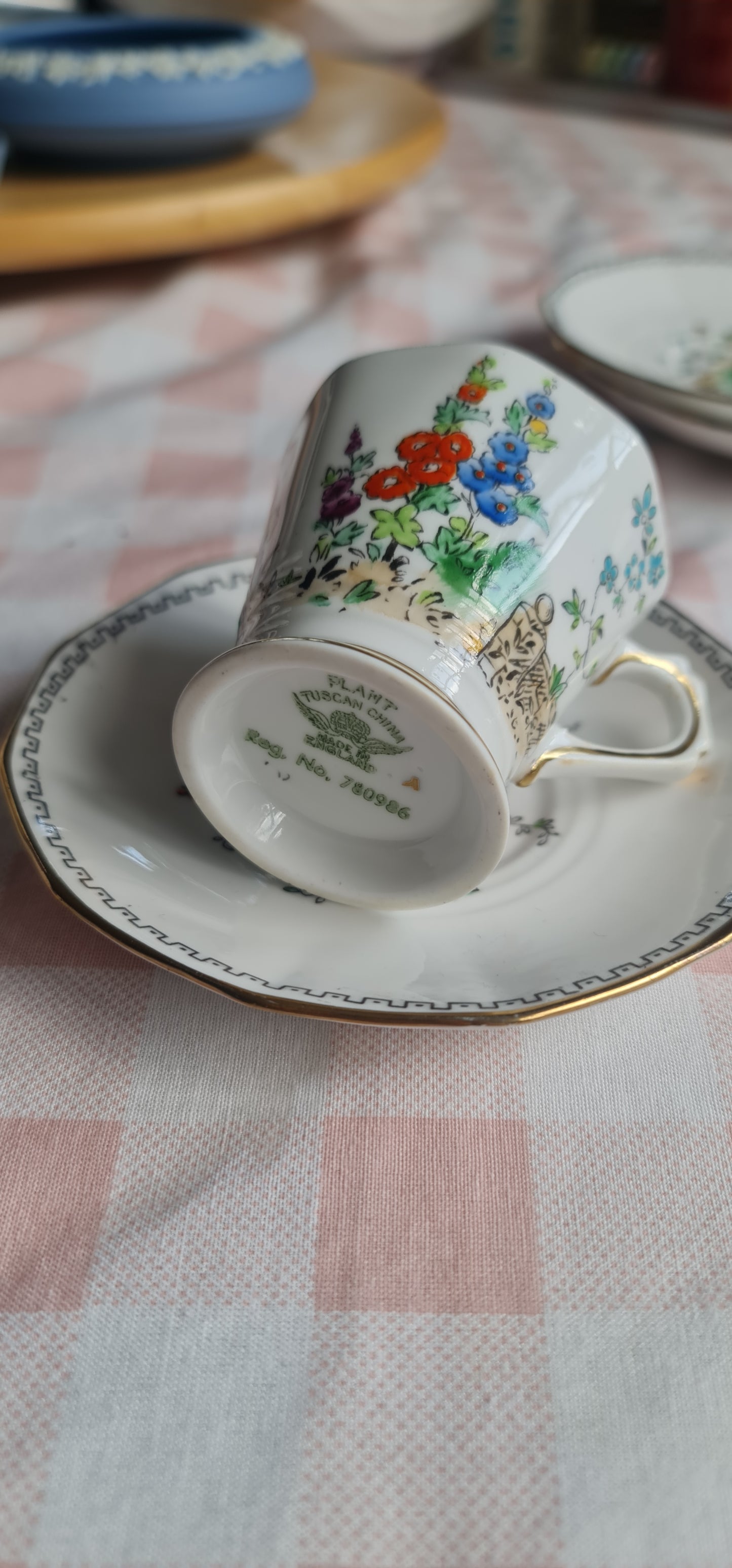 1900s Crown Tuscan handpainted coffee set  - VGC