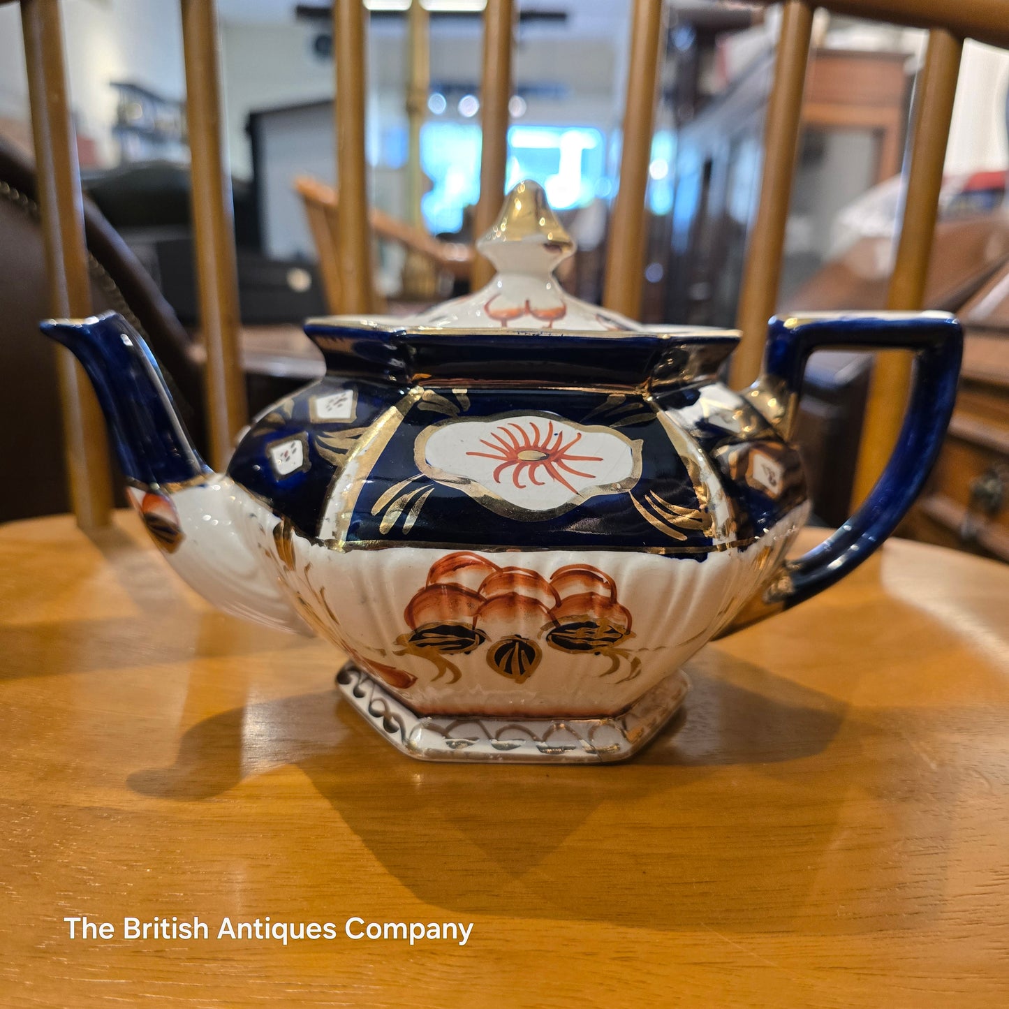 Antique British Staffordshire "Gaudy Welsh" Pattern Hand-Painted Teapot by Allerton & Sons (c. 1830-1850)