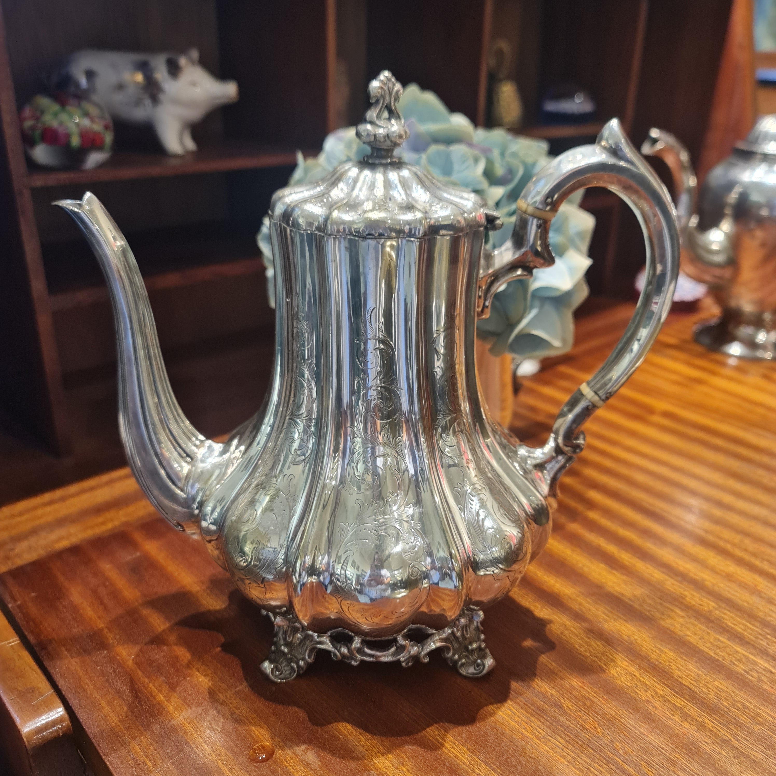 Victorian period hand soldered tall teapot silver plated