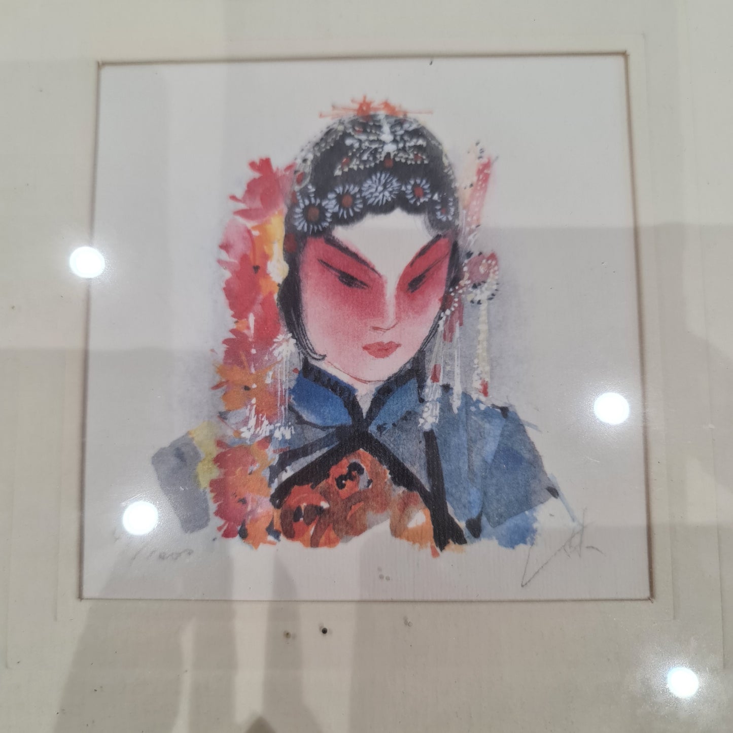 Original water colour painting by William L Wyllie - Chinese opera singer