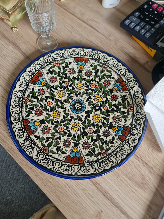 Hand painted ceramic plate mid century