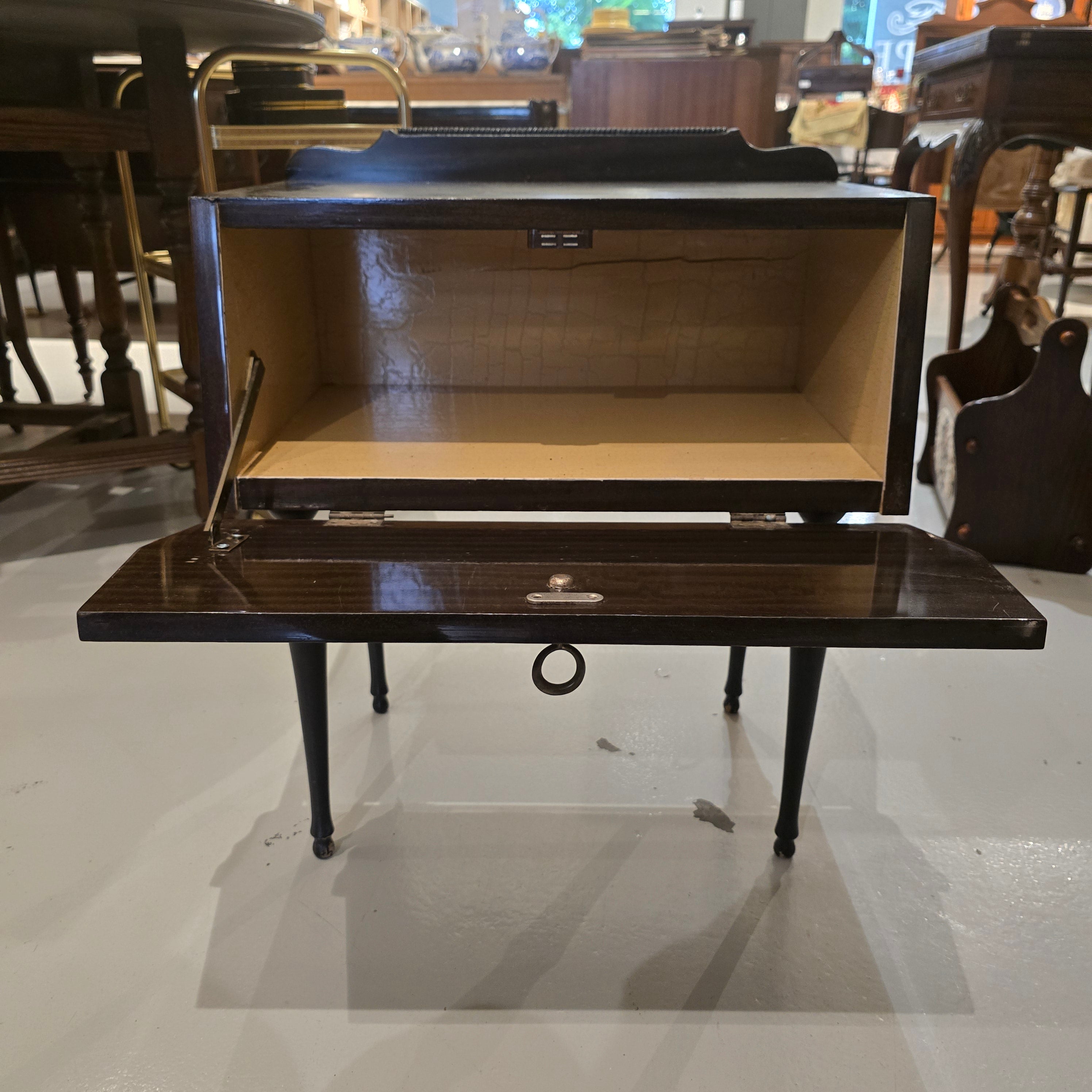 Antique Edwardian Flame Mahogany Drop Leaf Side Table with Inlay Design