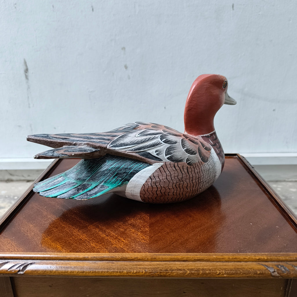 Vintage Hand Carved and Painted Wooden Wigeon Duck Sculpture