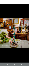 A rare mid-19th century table lamp , having ormolu socles and bases in the Louis XVI manner, the stems of Sevres porcelain having floral cartouches on a green ground in the rococo taste.